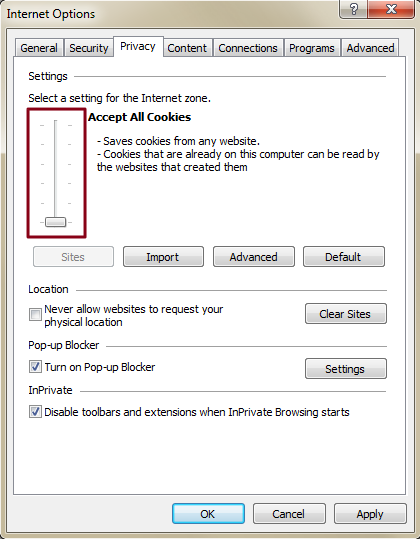 Internet Explorer Settings